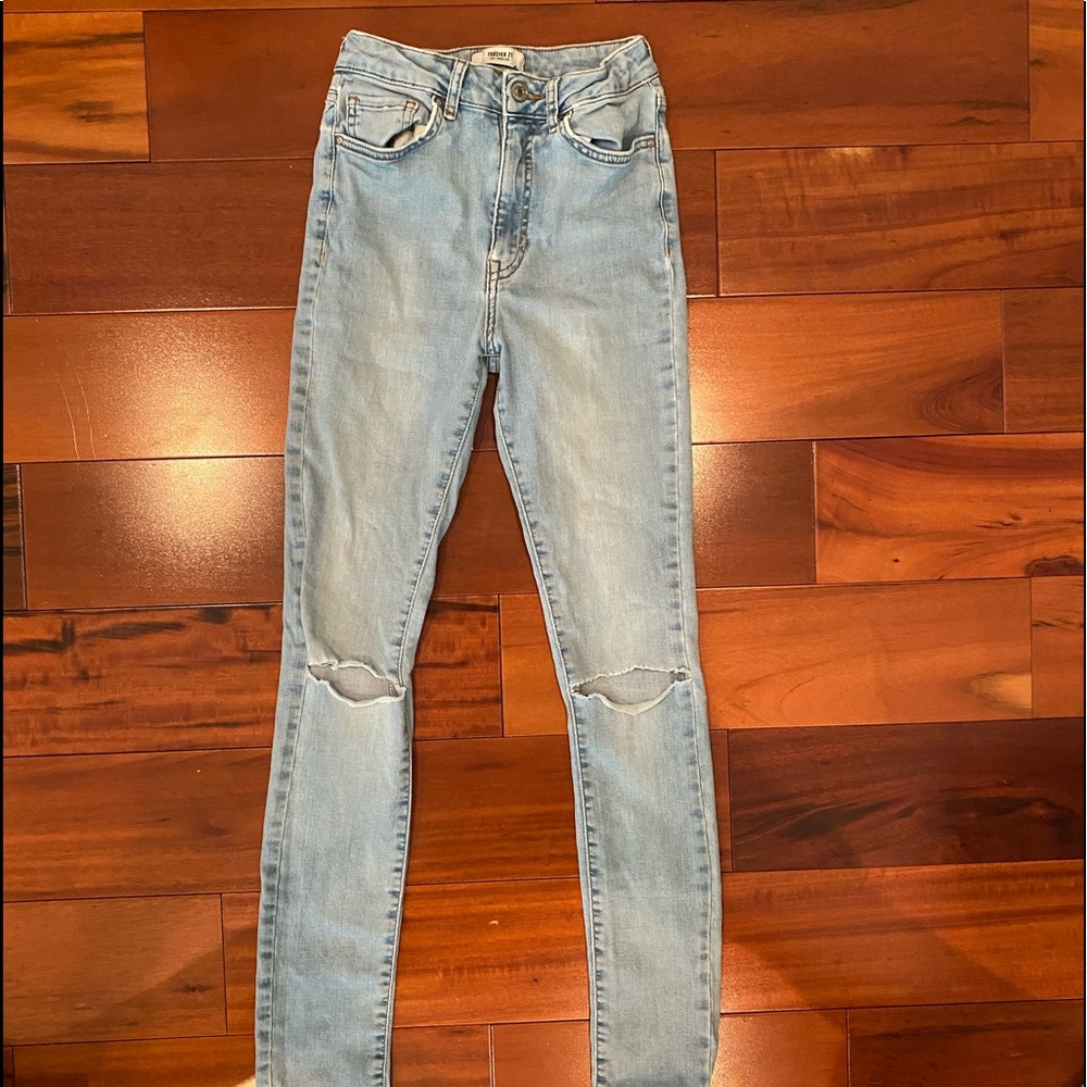 Forever 21 Ripped Light Blue Jeans